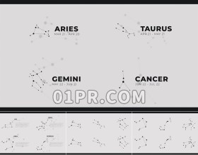 Pr标题模板 61组科技天文星座粒子分子字幕动画文字 Pr基本图形